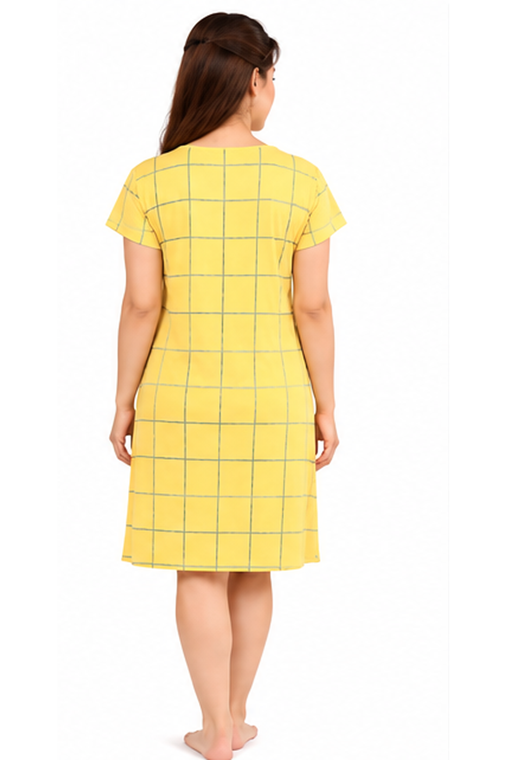 Travel Light Yellow Check Short Nighty
