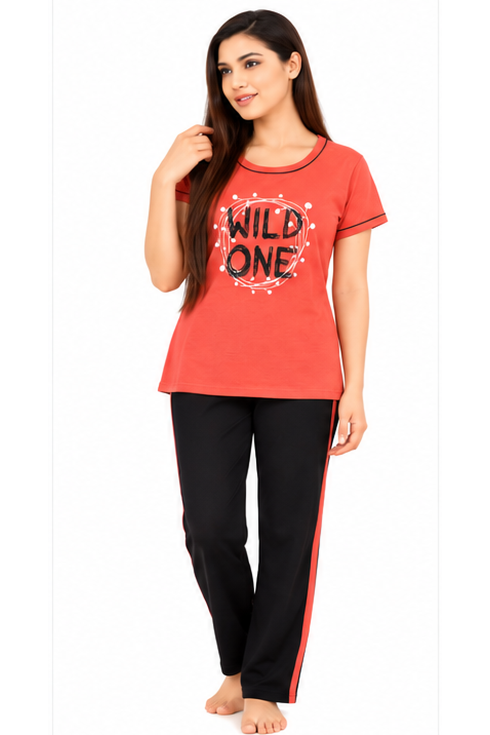 Wild One Coral T-Shirt Pajama Set
