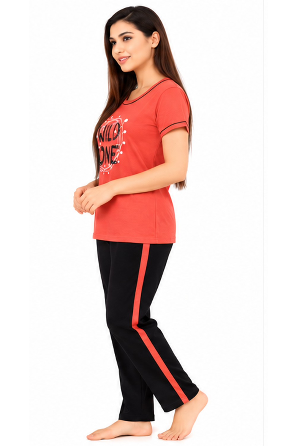 Wild One Coral T-Shirt Pajama Set